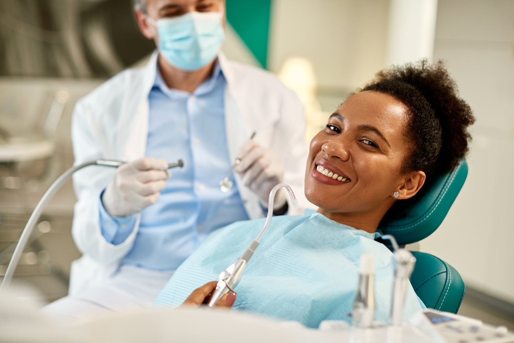 Woman at a preventive dental office in Cumming, GA