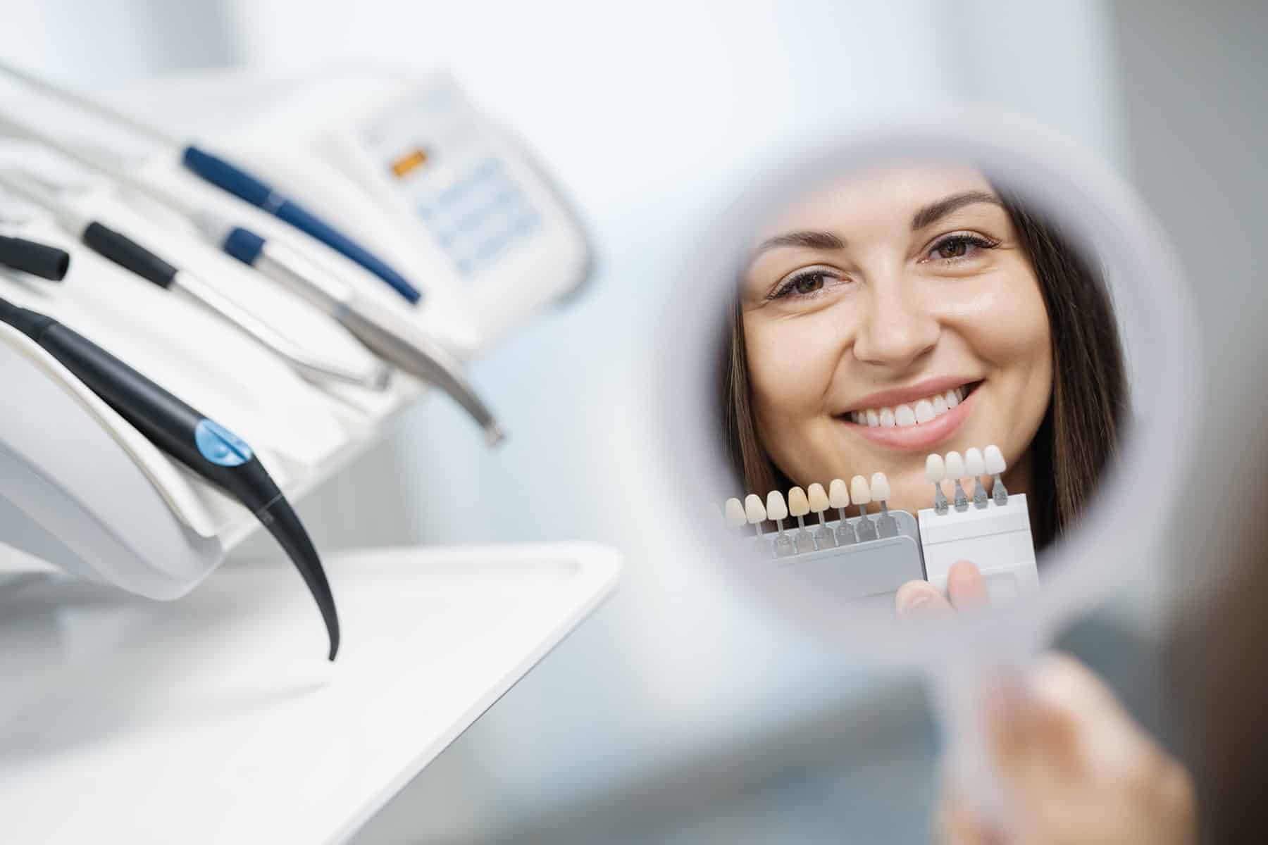 Woman at veneers appointment in Cumming, GA